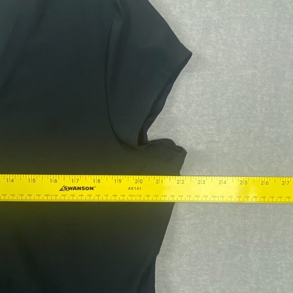 LL Bean Fitness Dress XL Black V Neck Short Sleeves Stretch Fitted Zipper Pocket - Picture 11 of 16